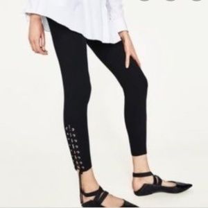 Zara Knit Lace Up Black Leggings